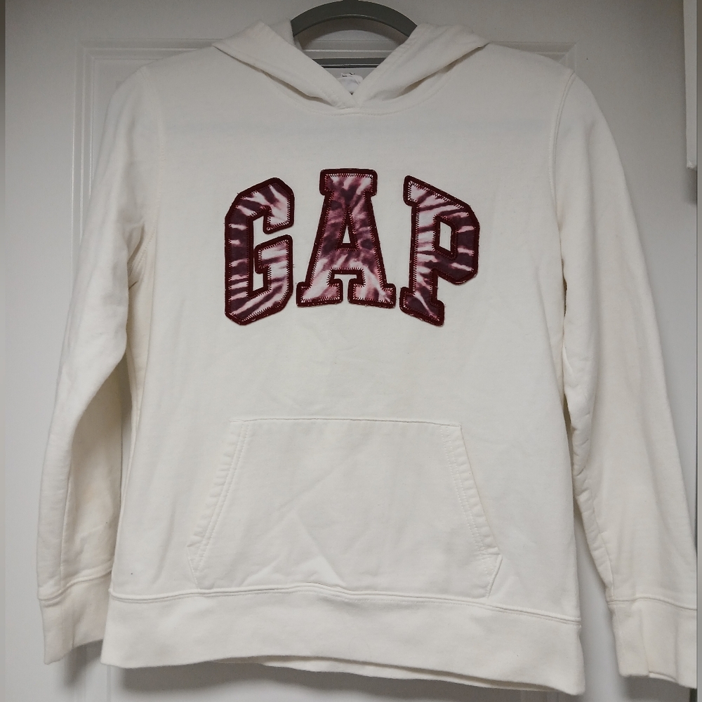 GAP Cream Hoodie with Burgundy Tye Dye Logo